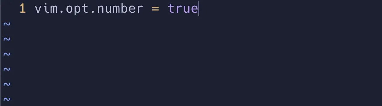 Neovim options setting line number